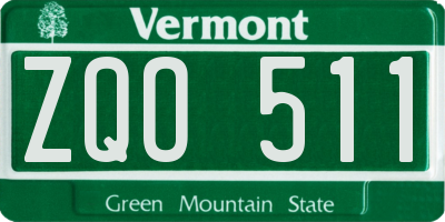 VT license plate ZQO511