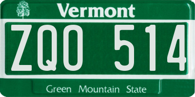 VT license plate ZQO514