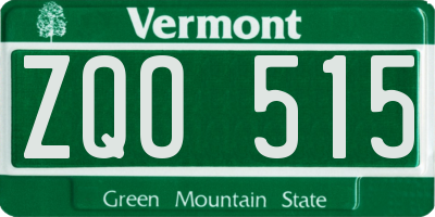 VT license plate ZQO515