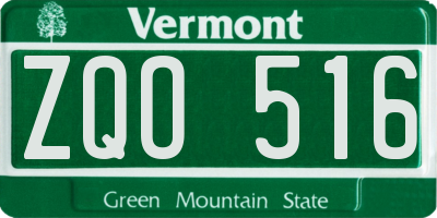 VT license plate ZQO516
