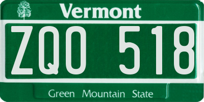 VT license plate ZQO518