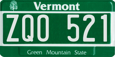 VT license plate ZQO521