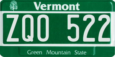 VT license plate ZQO522