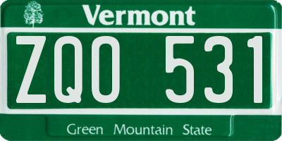 VT license plate ZQO531