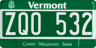 VT license plate ZQO532