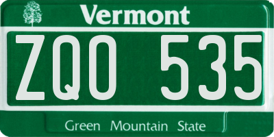 VT license plate ZQO535