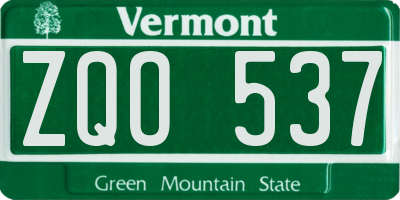 VT license plate ZQO537