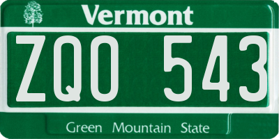 VT license plate ZQO543