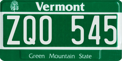 VT license plate ZQO545