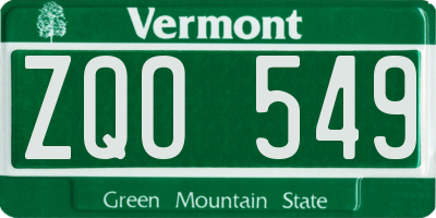 VT license plate ZQO549