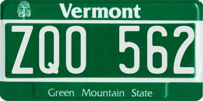 VT license plate ZQO562