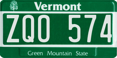VT license plate ZQO574