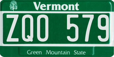 VT license plate ZQO579