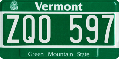 VT license plate ZQO597