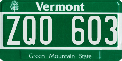 VT license plate ZQO603