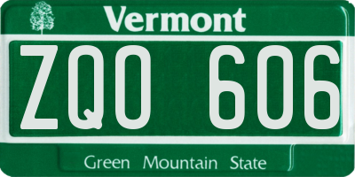VT license plate ZQO606