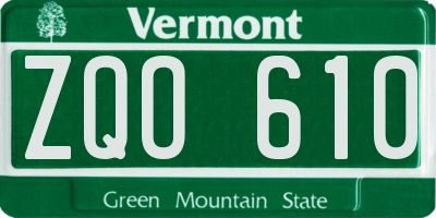 VT license plate ZQO610