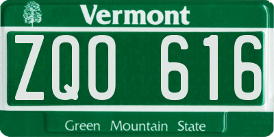 VT license plate ZQO616