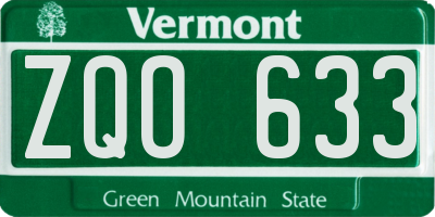 VT license plate ZQO633