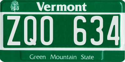 VT license plate ZQO634