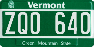 VT license plate ZQO640