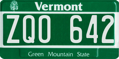 VT license plate ZQO642