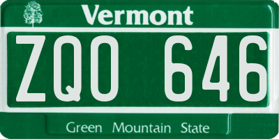 VT license plate ZQO646