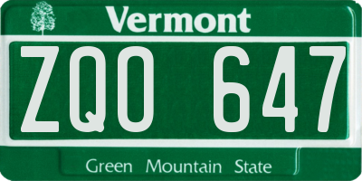 VT license plate ZQO647