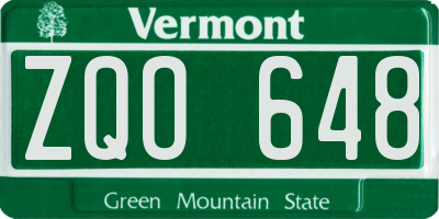 VT license plate ZQO648