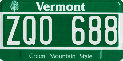 VT license plate ZQO688