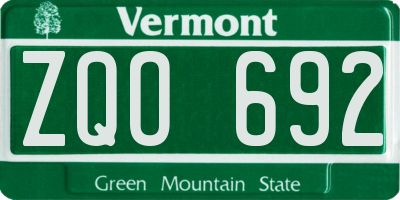 VT license plate ZQO692