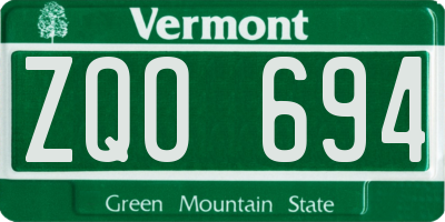 VT license plate ZQO694