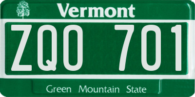 VT license plate ZQO701