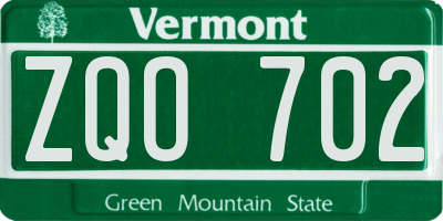 VT license plate ZQO702