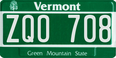 VT license plate ZQO708