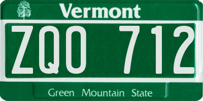 VT license plate ZQO712