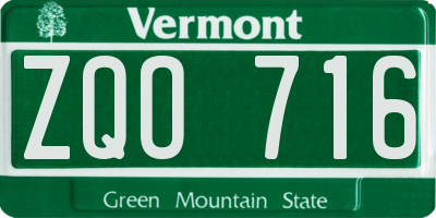 VT license plate ZQO716