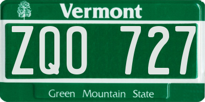 VT license plate ZQO727