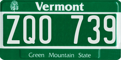 VT license plate ZQO739