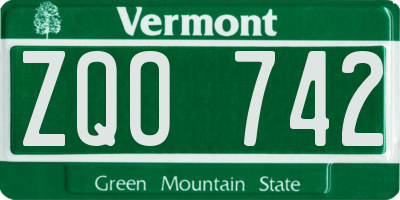 VT license plate ZQO742