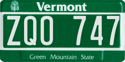 VT license plate ZQO747