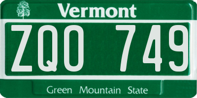 VT license plate ZQO749