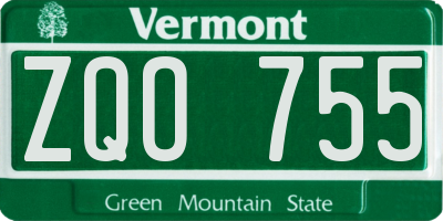 VT license plate ZQO755