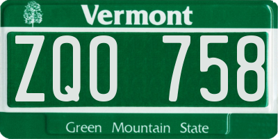 VT license plate ZQO758