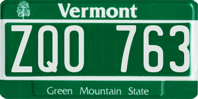 VT license plate ZQO763