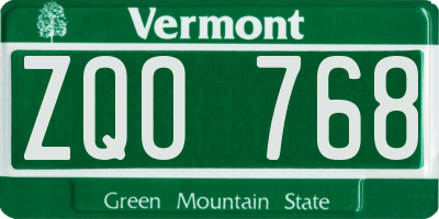 VT license plate ZQO768