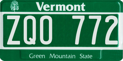 VT license plate ZQO772