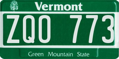 VT license plate ZQO773