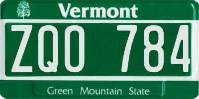 VT license plate ZQO784
