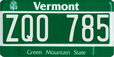 VT license plate ZQO785